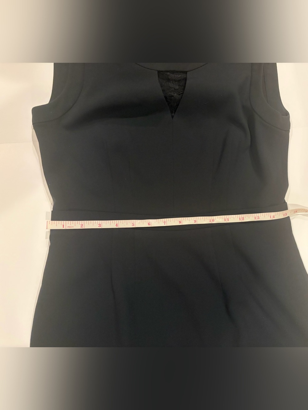 BCBGMaxAzria Black Cocktail Sheath Dress with Lace Mesh Keyhole Detailing - 10 - Picture 9 of 9
